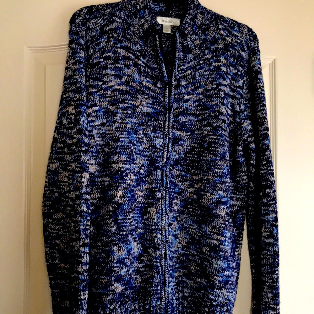 Zip front multi blue sweater